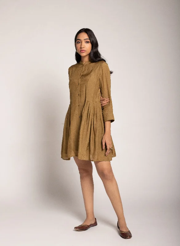 Women's Noor Pleated Button-Up Dress - The Burnt Soul