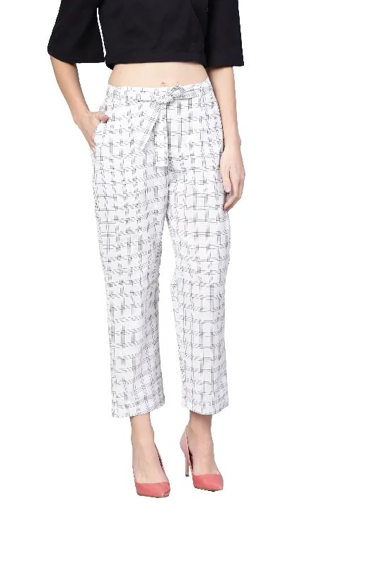 Women White Cotton Trouser by Myshka (1 Pc Set)