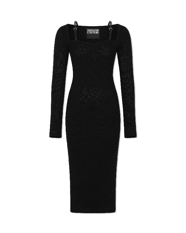 Baroque Buckle Knit Midi Dress