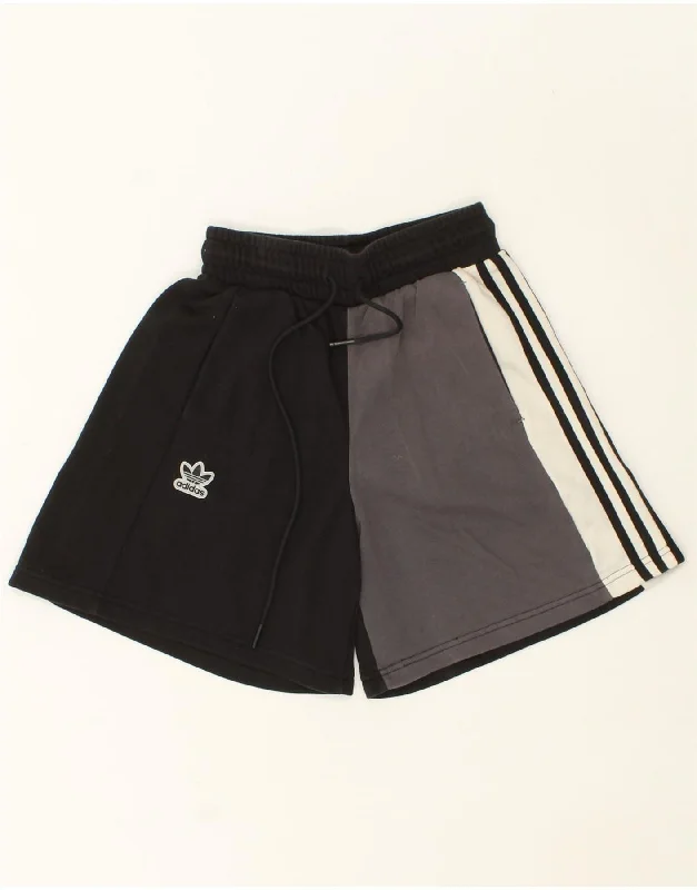 ADIDAS Womens Sport Shorts UK 4 XS Black Colourblock Cotton