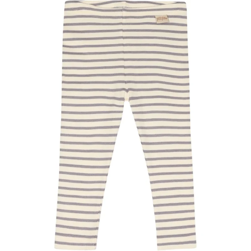 Petit Piao Dusty Lavender/Offwhite Leggings Modal Striped