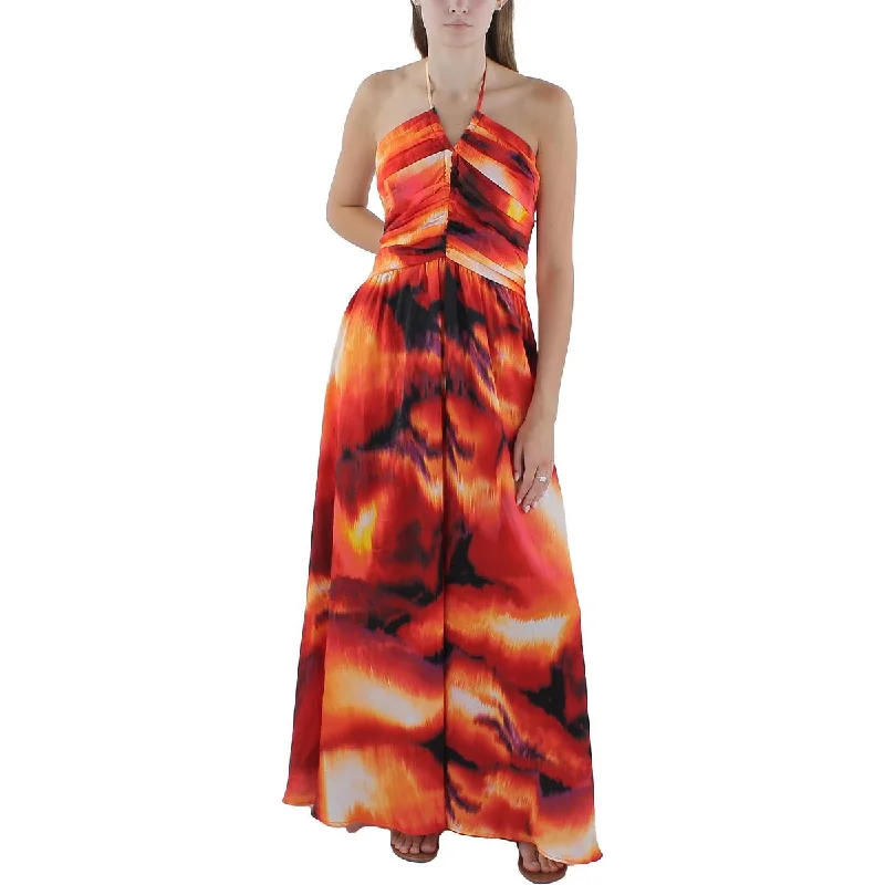 DKNY Womens Printed Long Maxi Dress