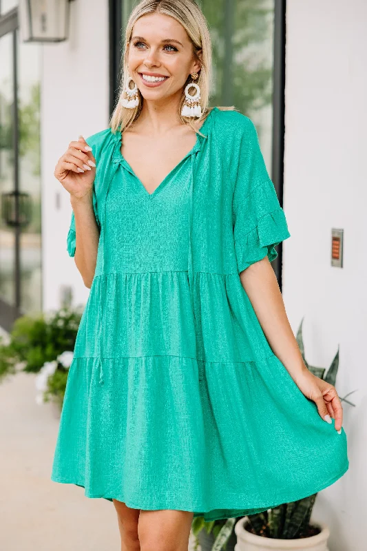 Dream A Little Dream Emerald Green Linen Dress