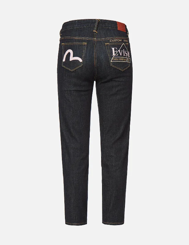 Seagull and Logo Print Slim Fit Jeans