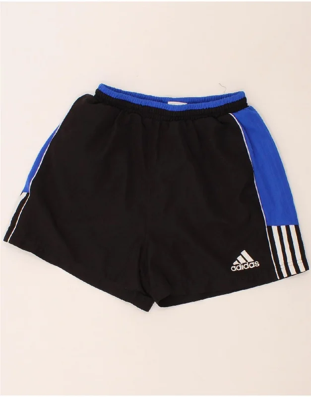 ADIDAS Womens Sport Shorts UK 12 Medium  Black Colourblock Polyester