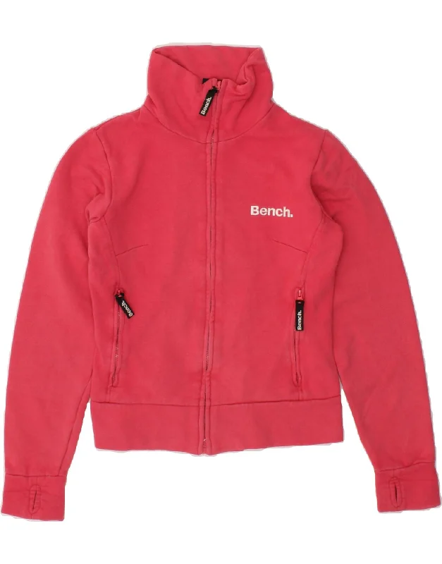 BENCH Womens Crop Tracksuit Top Jacket UK 10 Small Pink