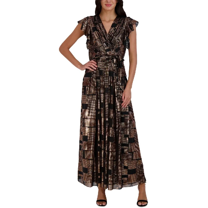 Donna Ricco Womens Metallic Long Maxi Dress