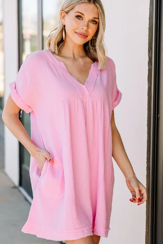 Touch My Heart Baby Pink Crinkled Dress