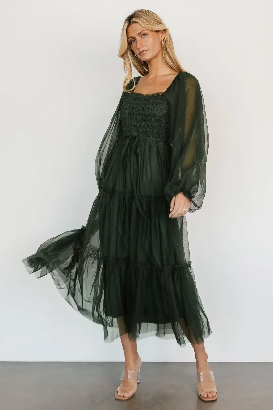 Katrina Tulle Maxi Dress | Dark Green