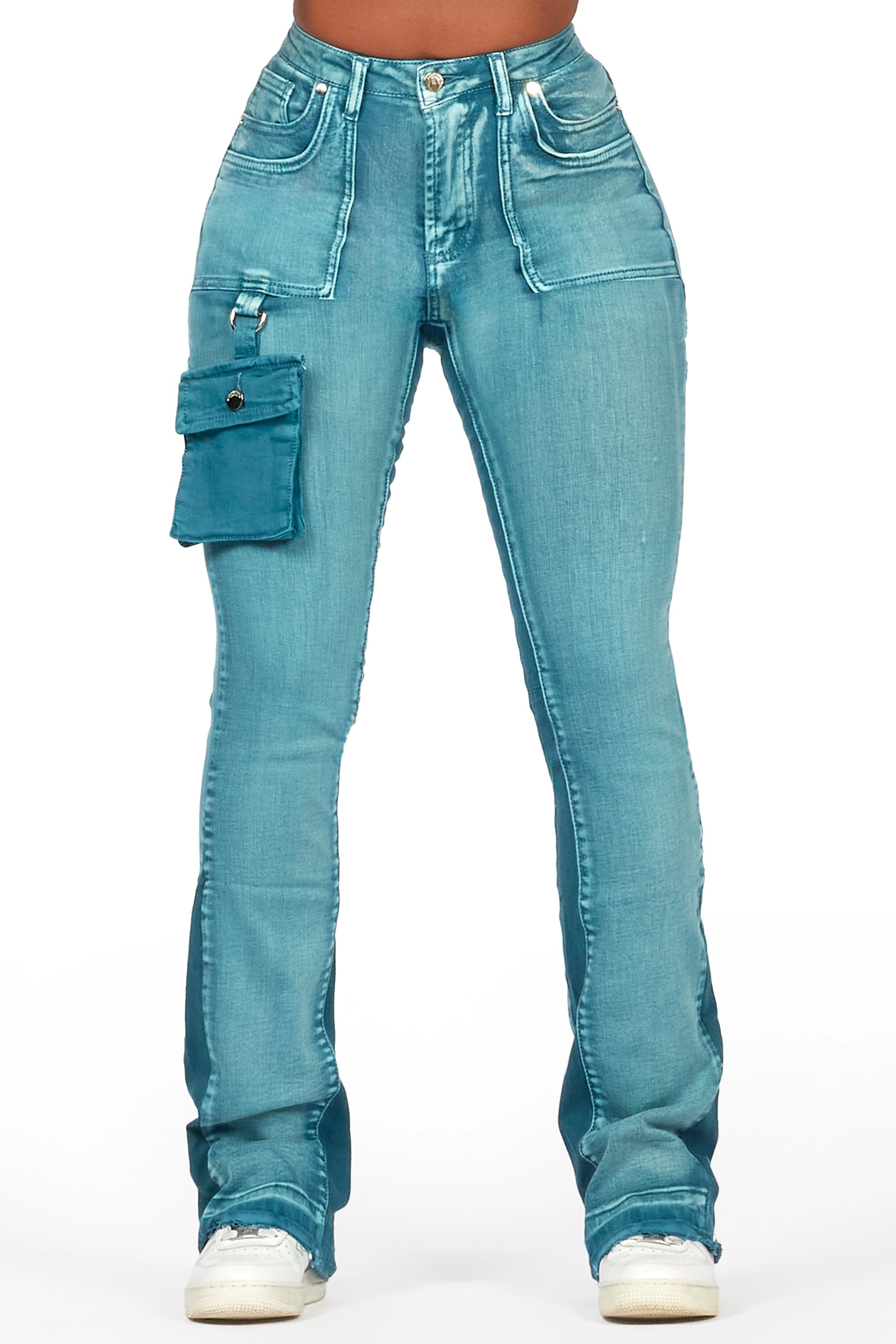 Galexus Blue Stacked Flare Jean