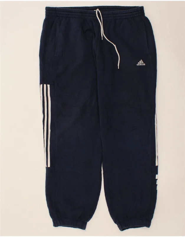 ADIDAS Womens Tracksuit Trousers Joggers UK 20 2XL Navy Blue Cotton