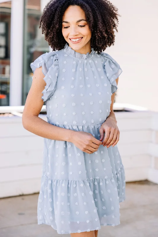 In Your Favor Dusty Blue Babydoll Dress