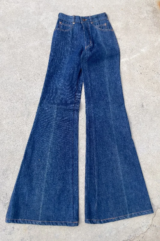 SALE Vintage 70s Wide Leg Bell Bottom Jeans, Chemin De Fer, Fits XXS