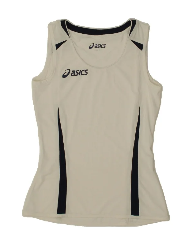 ASICS Womens Graphic Vest Top UK 6 XS White Colourblock Polyester