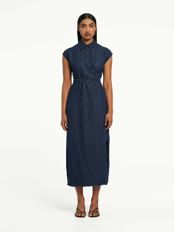 Audrey Wrap Dress Shadow Blue