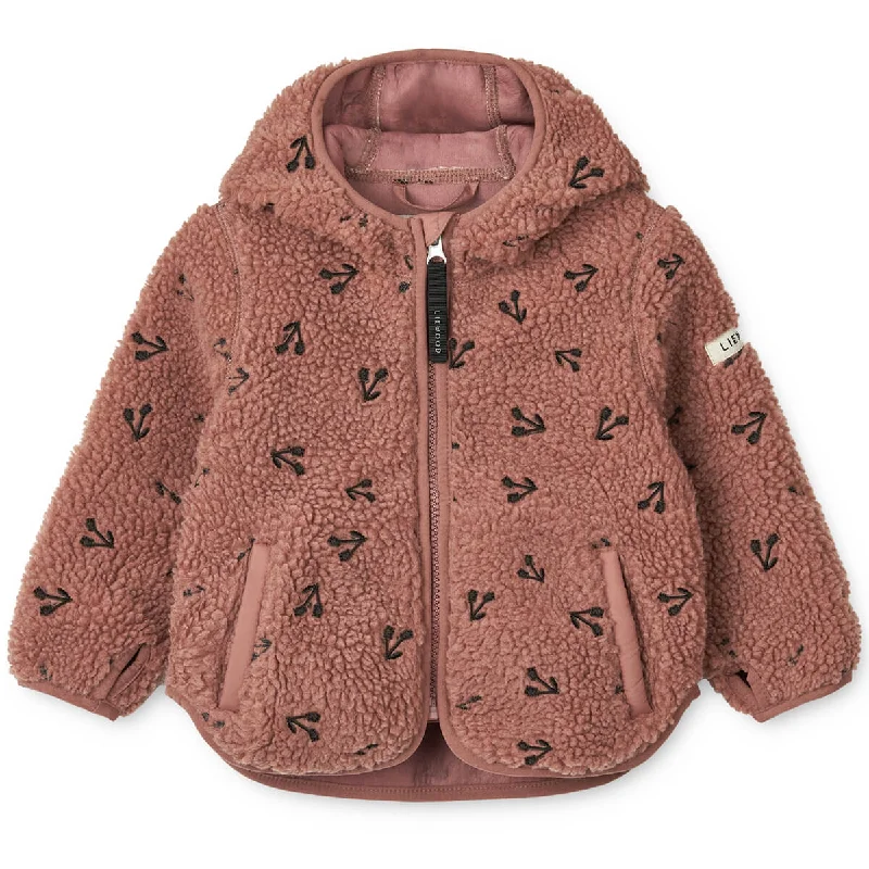 Mara Pile Jacket With Ears in Cherries / Dark Rosetta by Liewood - Last One In Stock - 2 Years