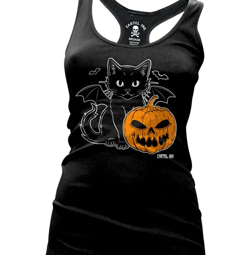 Bat Cat Creepy Women's Racer Back Tank Top