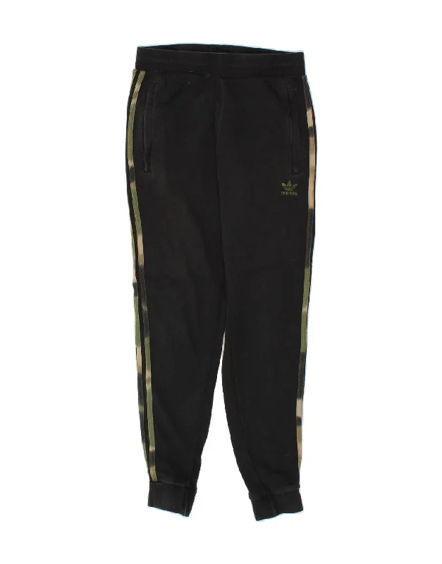 ADIDAS Womens Tracksuit Trousers Joggers UK 10 Small Black Cotton