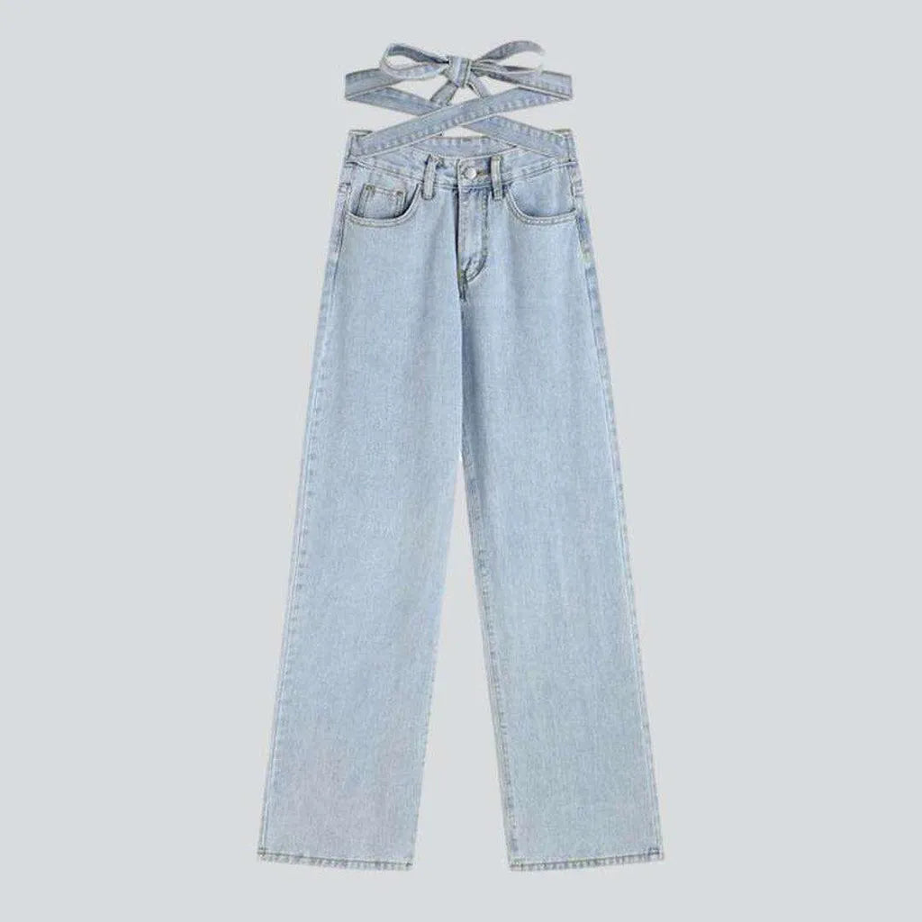 Denim waist belt baggy jeans