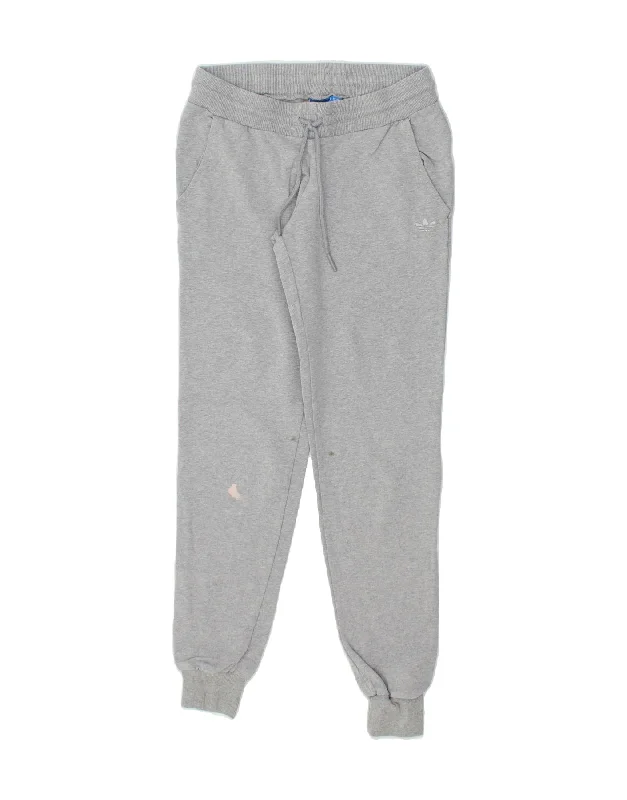 ADIDAS Womens Tracksuit Trousers Joggers UK 10 Small  Grey Cotton