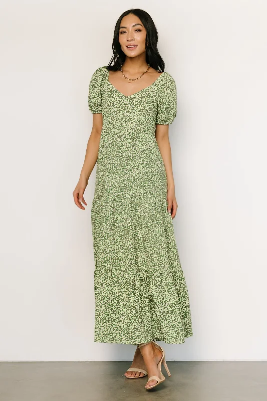 Gables Puff Sleeve Maxi Dress | Green Multi