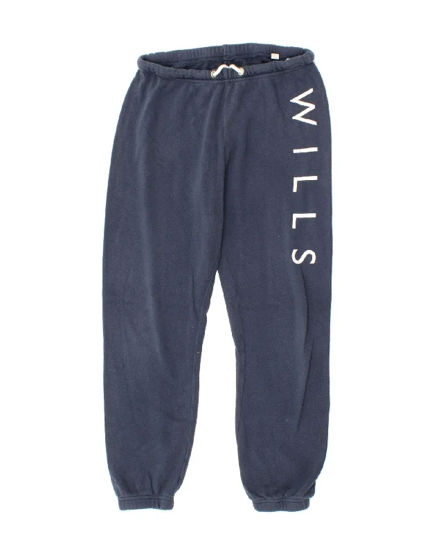 JACK WILLS Womens Graphic Tracksuit Trousers Joggers UK 10 Small Navy Blue