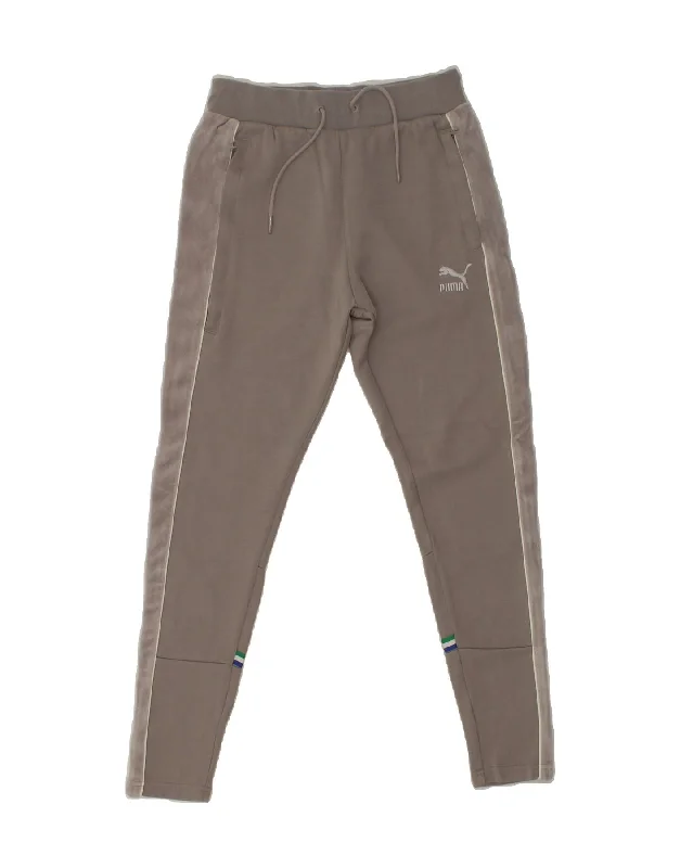 PUMA Womens Graphic Tracksuit Trousers UK 6 XS Grey