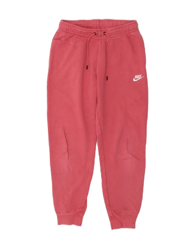 NIKE Womens Tracksuit Trousers Joggers UK 10 Small Pink Cotton