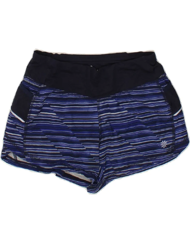 ATHLETA Womens Sport Shorts US 00 2XS Navy Blue Striped Polyester