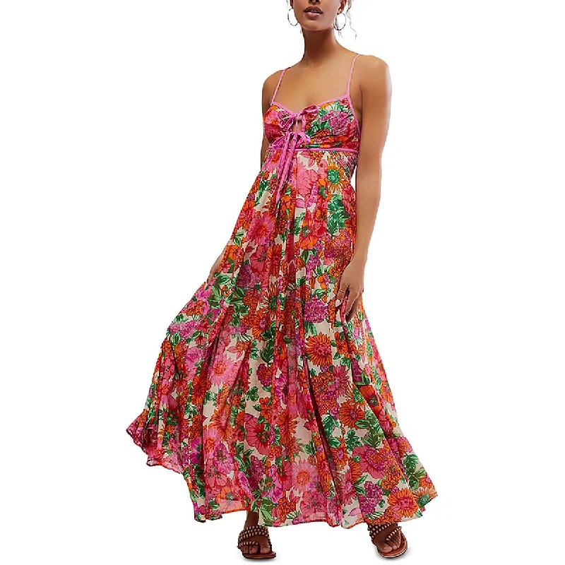 Free People Womens Dream Weaver Floral Print Tie Front Maxi Dress