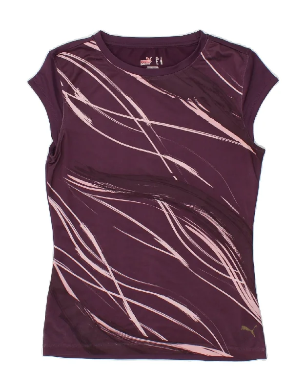 PUMA Womens T-Shirt Top UK 10 Small Purple Striped