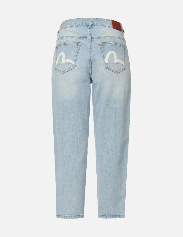 Seagull Print Balloon Tapered Denim Jeans