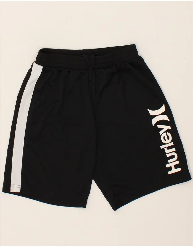 HURLEY Womens Graphic Sport Shorts UK 12 Medium  Black Colourblock