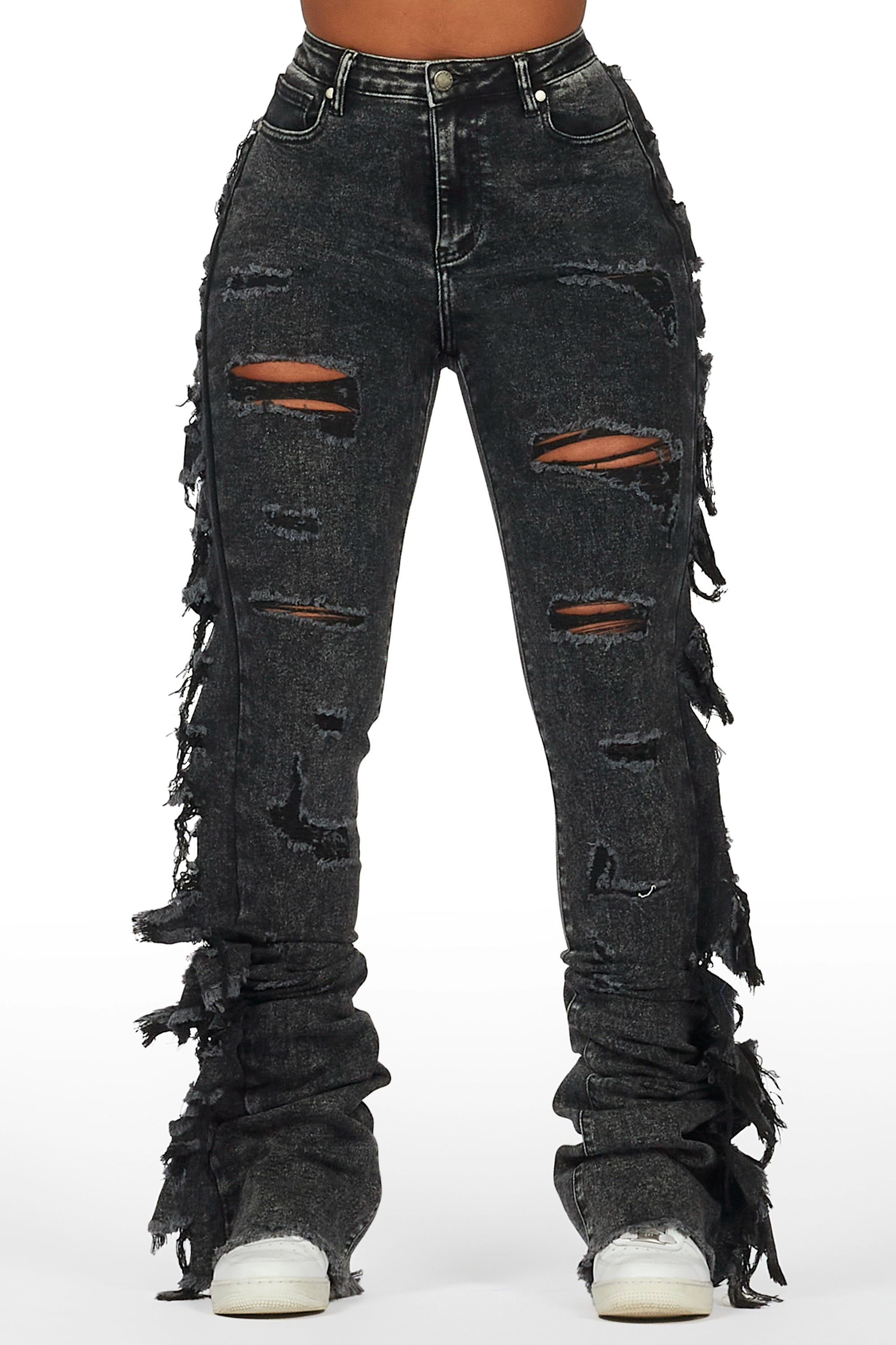 Cataleya Black Wash Super Stacked Jean