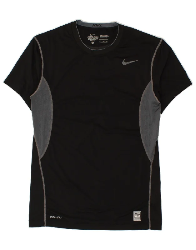 NIKE Womens Dri Fit T-Shirt Top UK 18 XL Black Colourblock Polyester