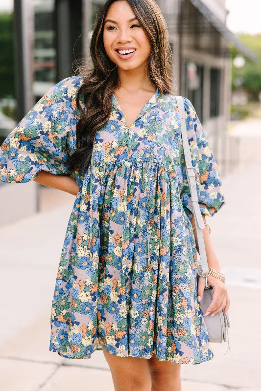 It's All True Blue Floral Dress