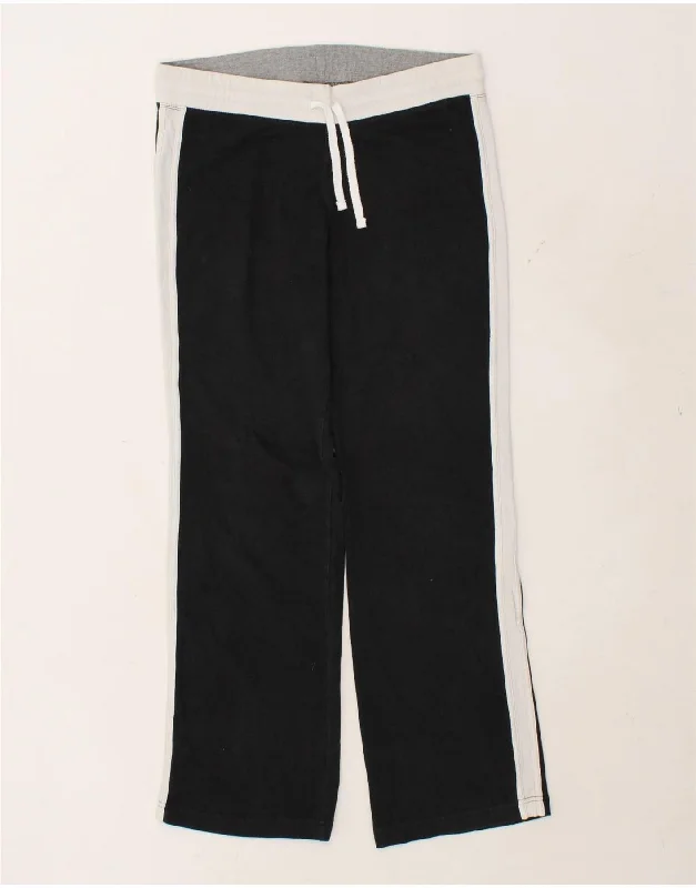 NIKE Womens Tracksuit Trousers UK 12/14 Medium Black Colourblock Cotton