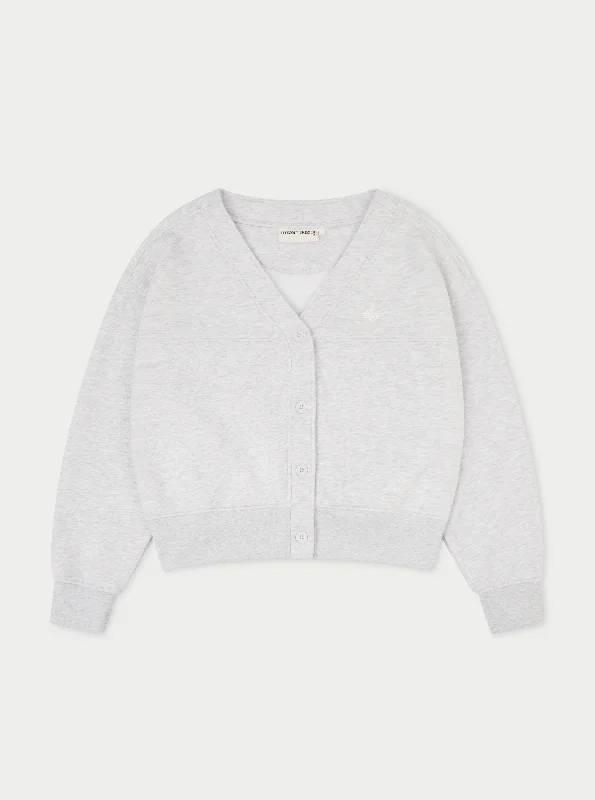 OVERSIZED JERSEY CARDIGAN - GREY MARL