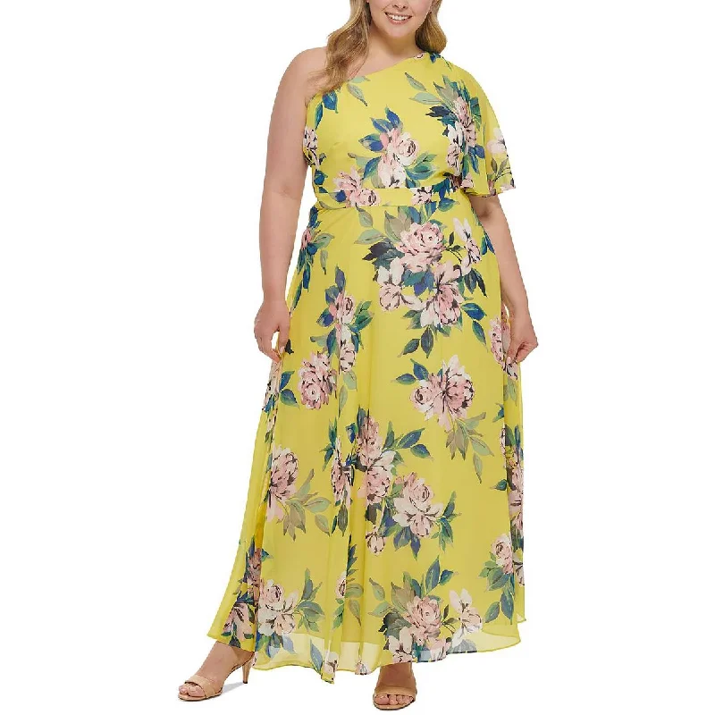 Eliza J Womens Plus One-Shoulder Long Maxi Dress