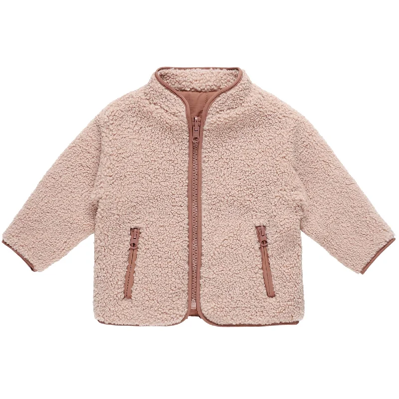 Shearling Zip Jacket in Blush by Quincy Mae