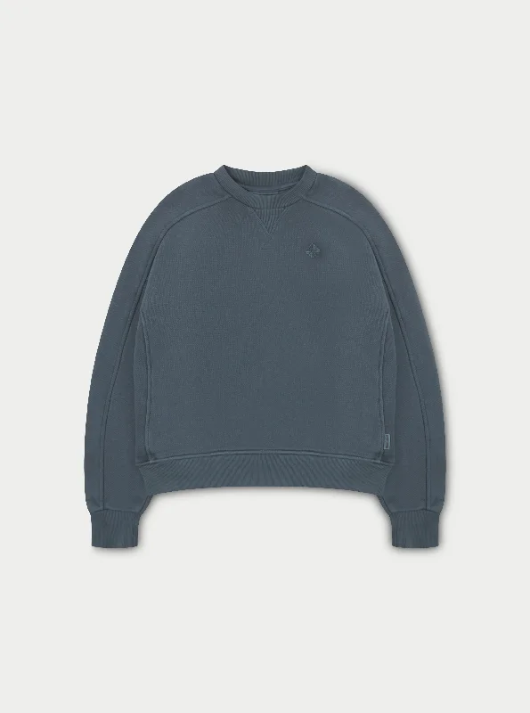 LAUNDERED CLASSICS SEAM DETAIL SWEATSHIRT - PETROL BLUE