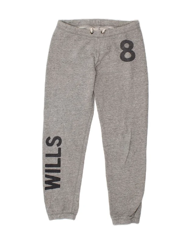 JACK WILLS Womens Graphic Tracksuit Trousers Joggers UK 8 Small Grey