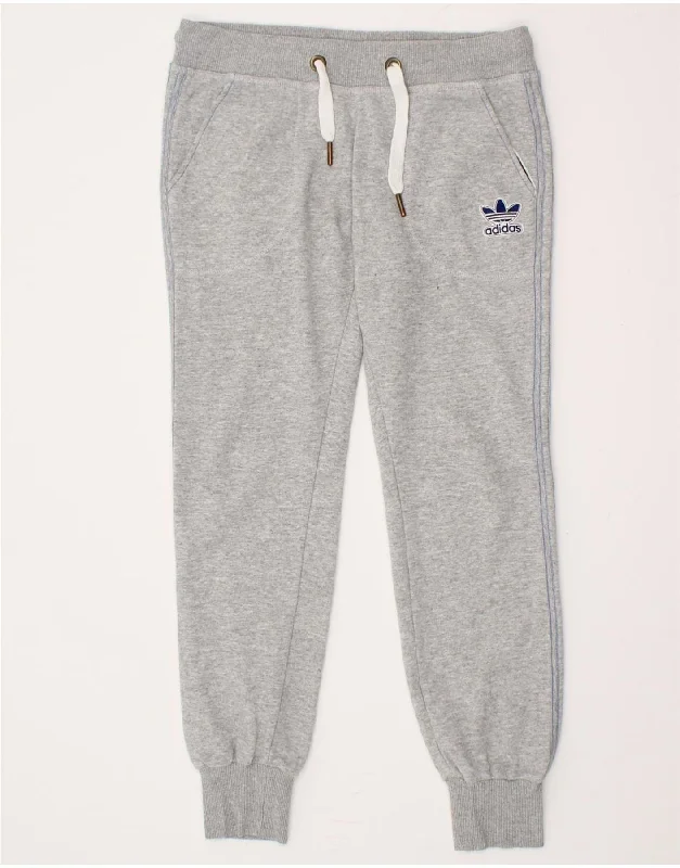 ADIDAS Womens Tracksuit Trousers Joggers EU 44 Large Grey Cotton