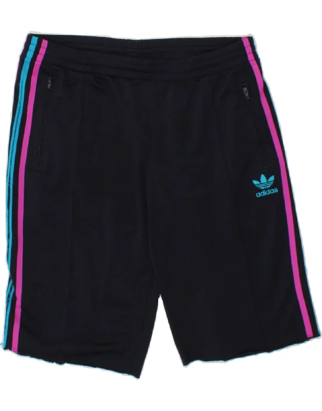 ADIDAS Womens Sport Shorts UK 14 Medium Navy Blue Polyester