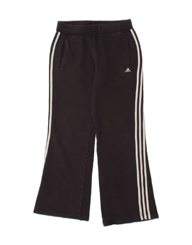 ADIDAS Womens Graphic Tracksuit Trousers UK 12 Medium Grey Cotton