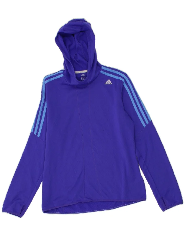 ADIDAS Womens Hooded Pullover Tracksuit Top UK 14 Medium Blue Polyester