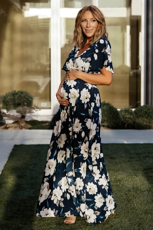 Verona Smocked Maxi Dress | Navy + White Floral