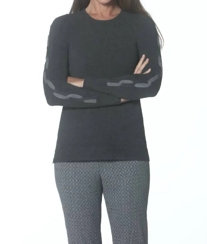 Cabled Crewneck Sweater In Charcoal