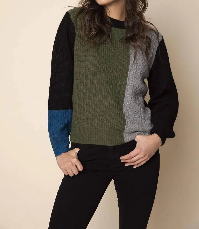 Jessie Color Block Sweater In Black