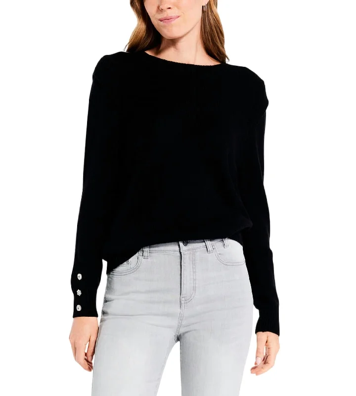 Playful Cuff Sweater In Black Onyx